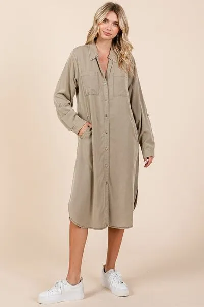 Hazel Blues® |  Mittoshop Button Down Long Sleeve Shirt Dress