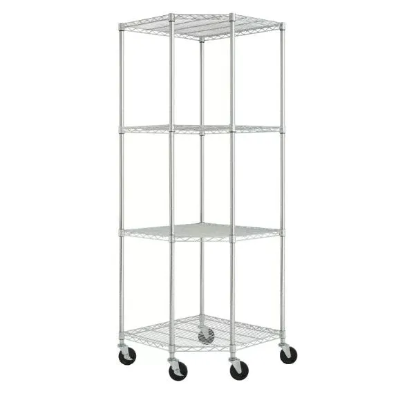 Heavy Duty 4-Tier Corner Storage Rack Shelving Unit with Casters