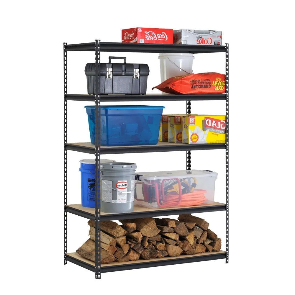 Heavy Duty Black Metal Storage Rack Shelving Unit with 5 Adjustable Shelves