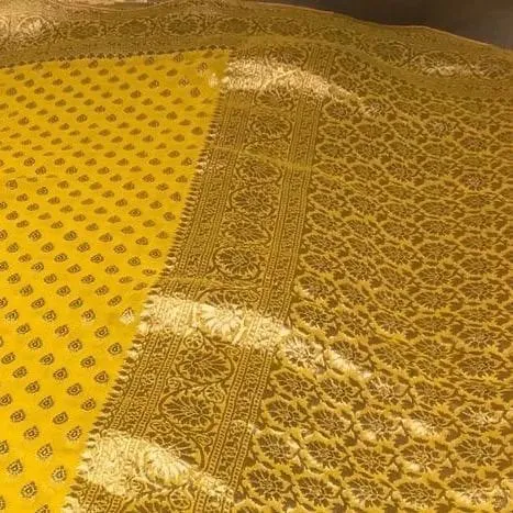 Honey Yellow Heavy Jaal Banarasi Saree