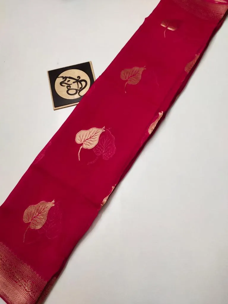 Hot Pink Banarasi Soft SIlk Party Saree