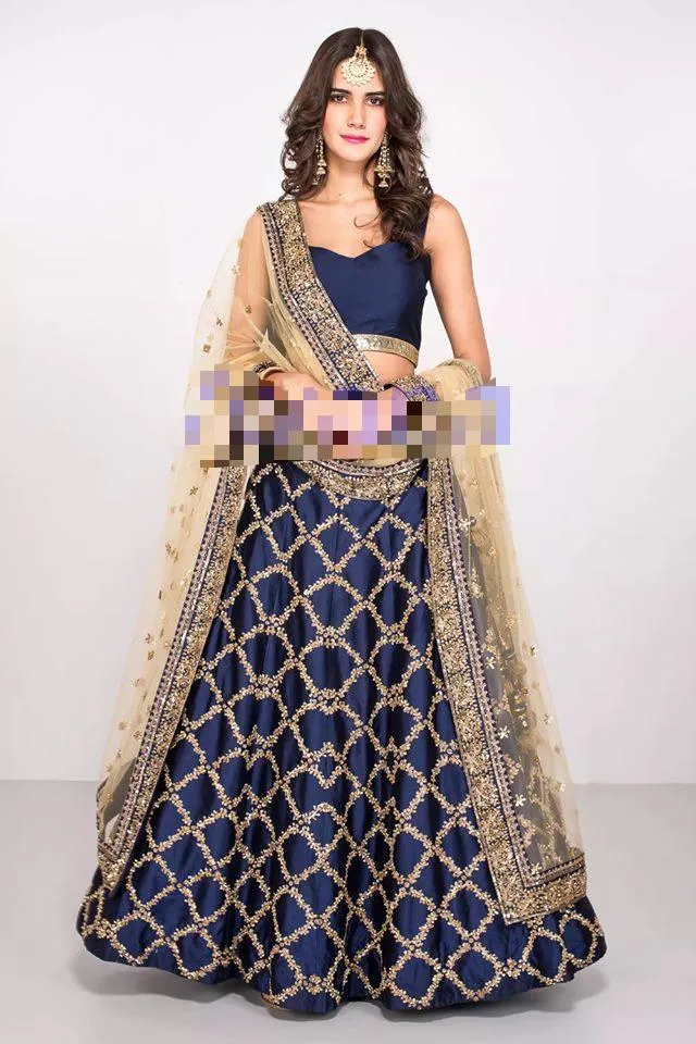 Indian Engagement Bridel Lahnga choli. In Dark Blue Color.# B 2011