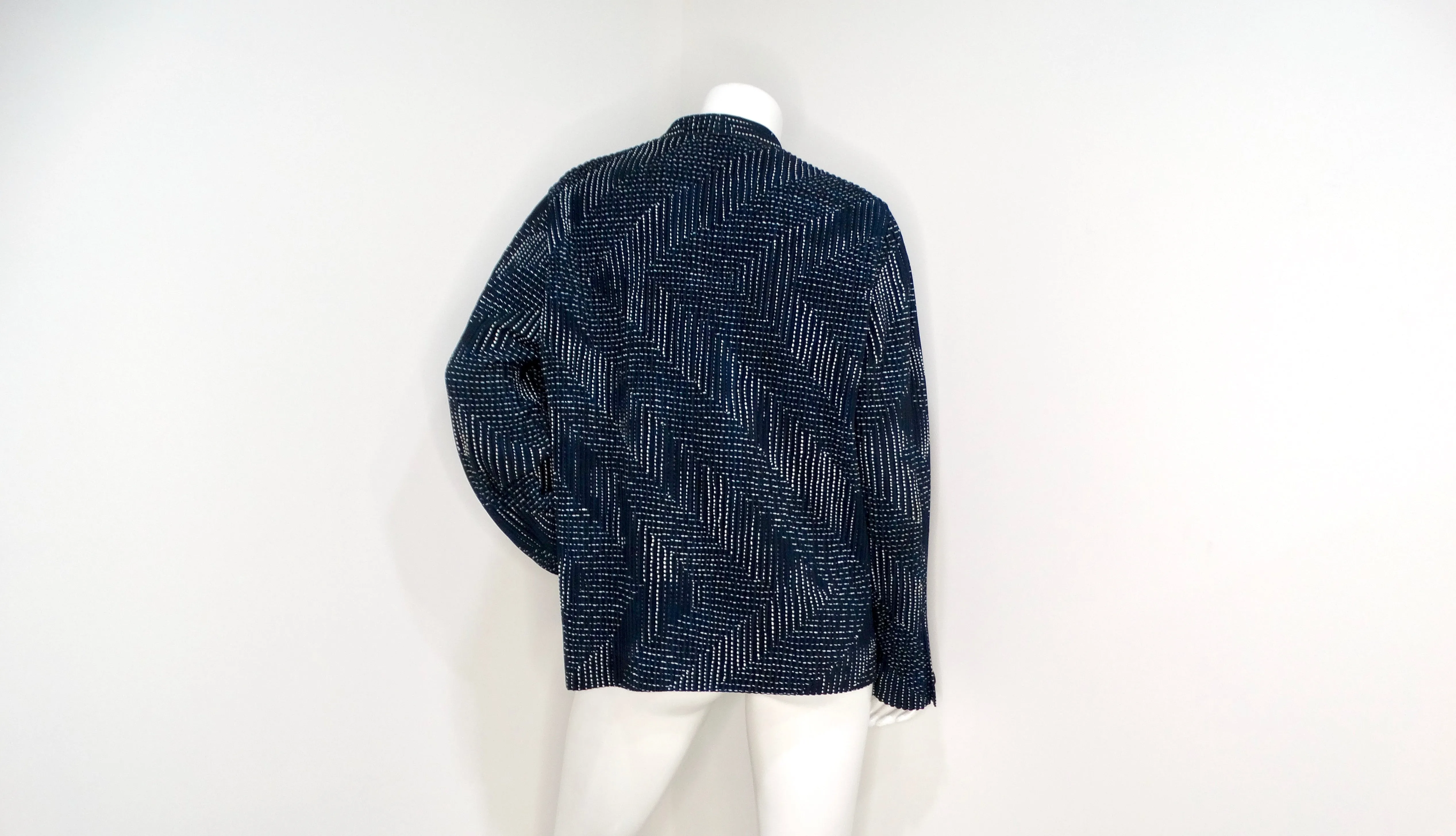 Issey Miyake Homme Plisse Blue Printed Pleated Jacket