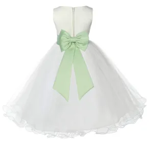 Ivory Formal Wedding Pageant Special Occasions Rattail Edge Tulle Flower Girl Dress 829T(5)