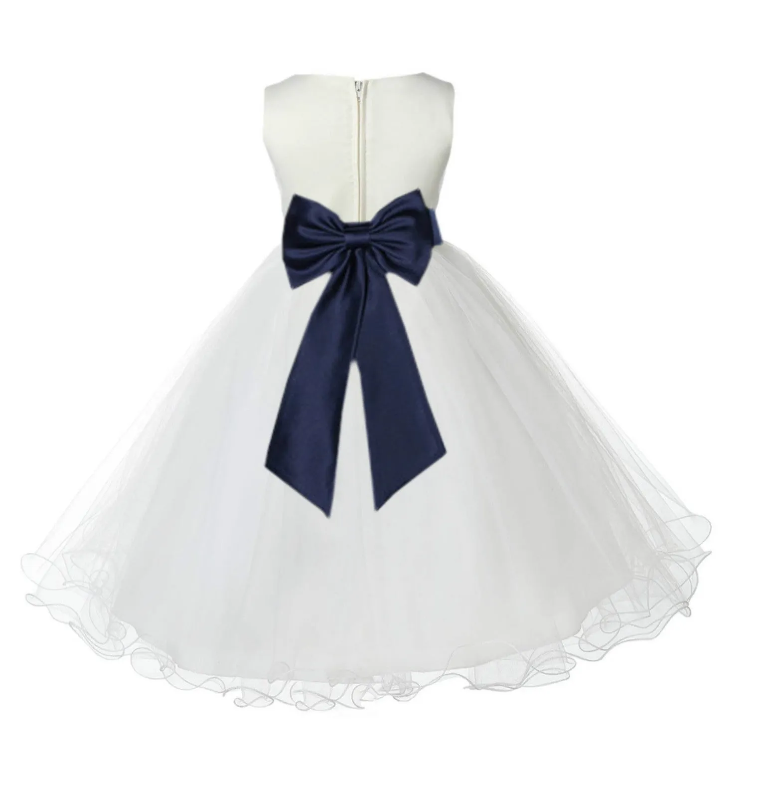 Ivory Formal Wedding Pageant Special Occasions Rattail Edge Tulle Flower Girl Dress 829T(5)