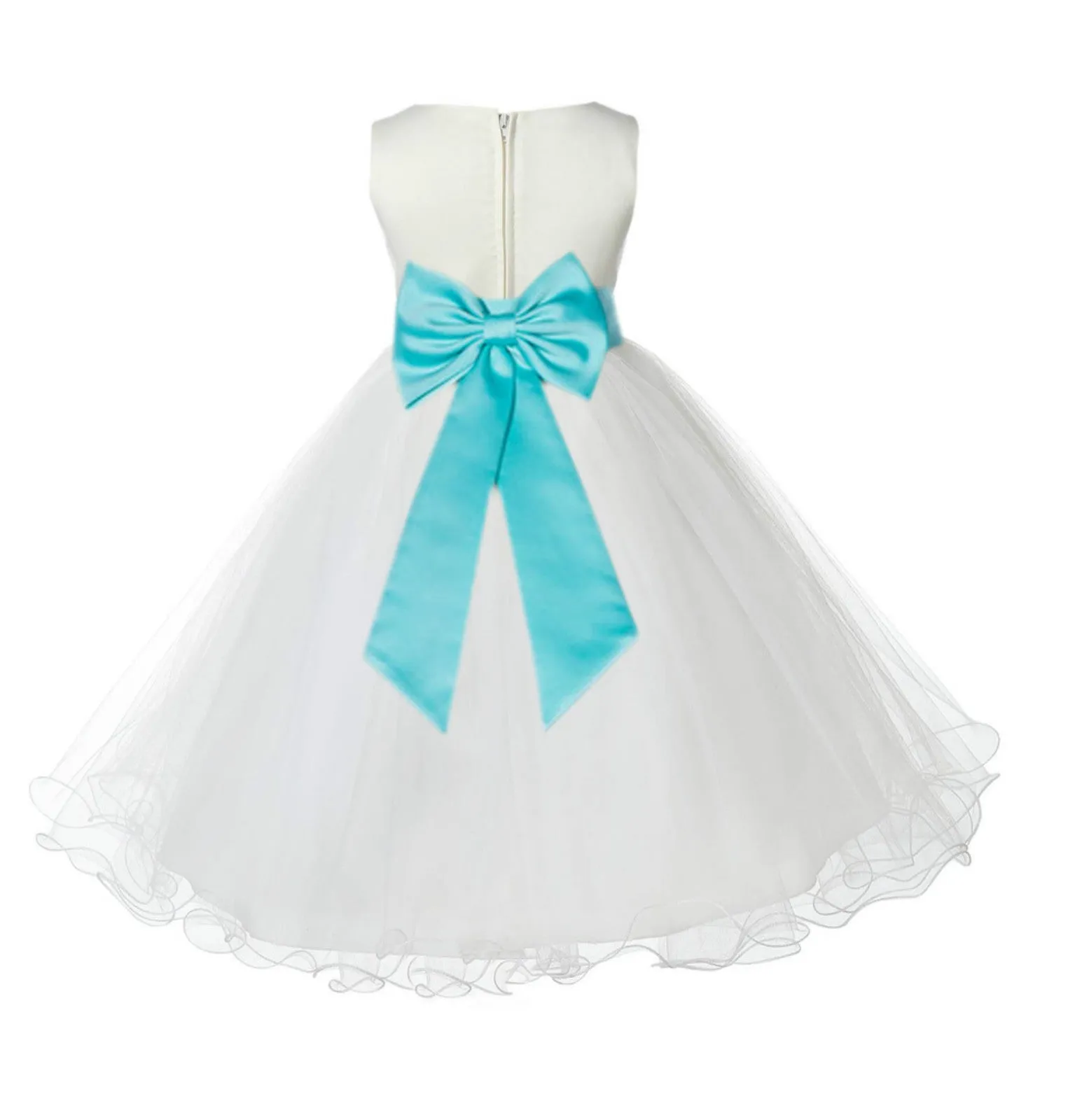 Ivory Formal Wedding Pageant Special Occasions Rattail Edge Tulle Flower Girl Dress 829T(5)
