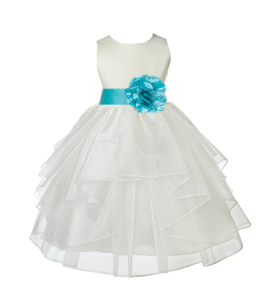 Ivory Shimmering Organza Flower Girl Dress Wedding Junior Bridesmaid Pageant Special Events 4613S(5)