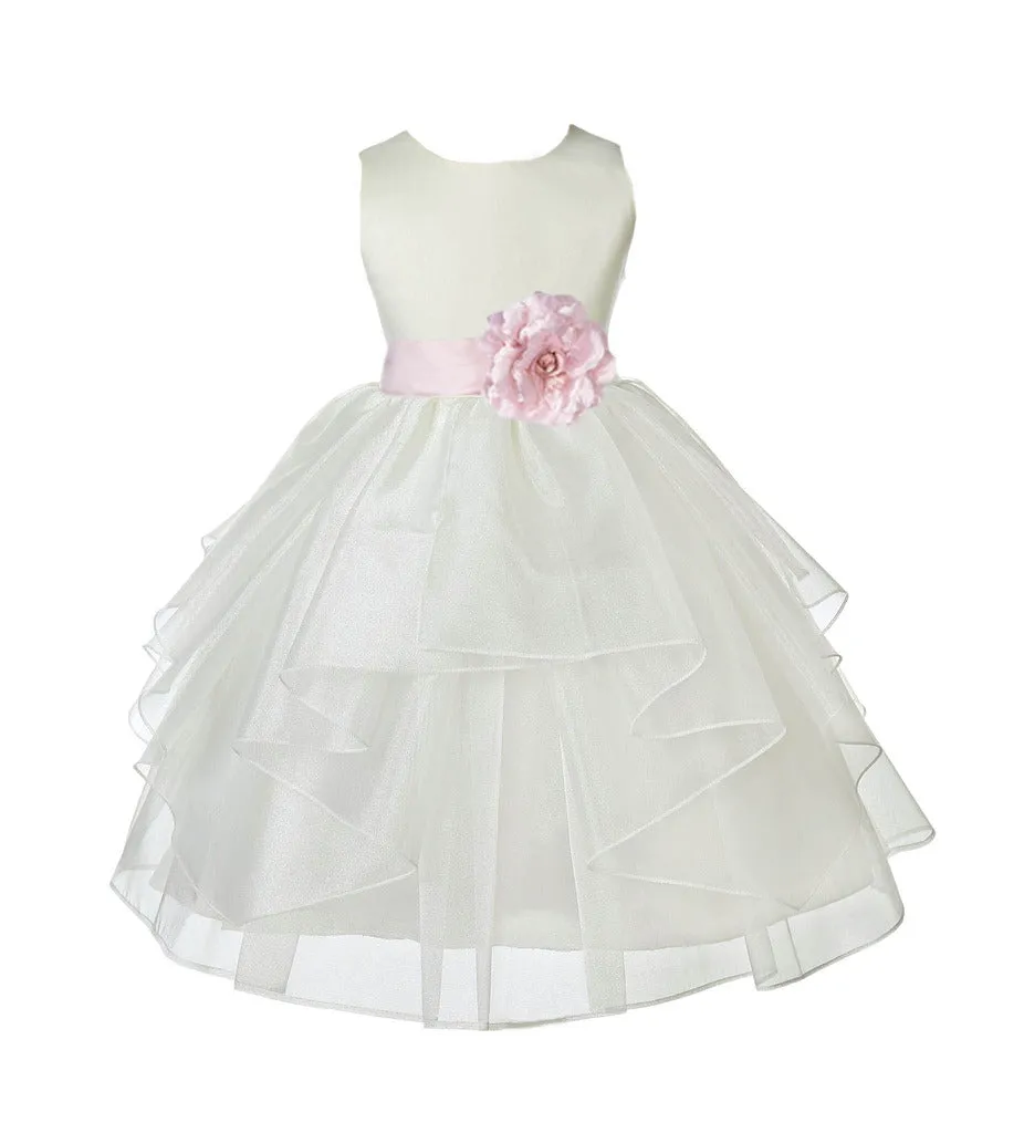 Ivory Shimmering Organza Flower Girl Dress Wedding Junior Bridesmaid Pageant Special Events 4613S(5)