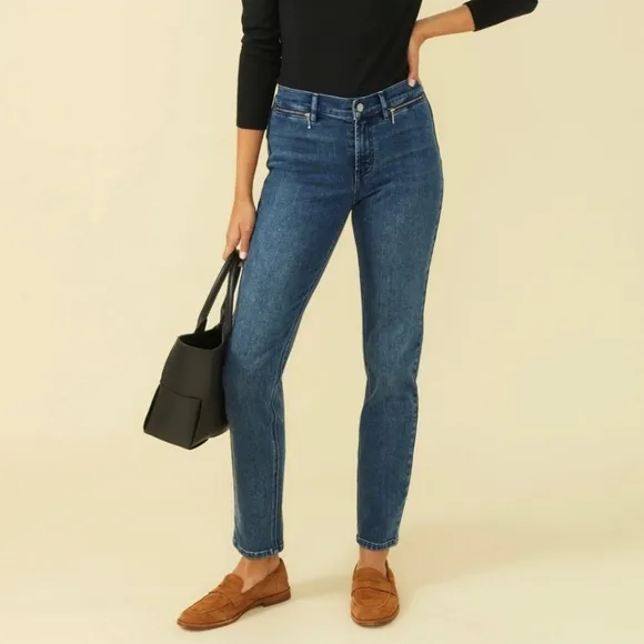 J. McLaughlin Yara Medium Indigo Blue Straight Tapered Leg Jeans