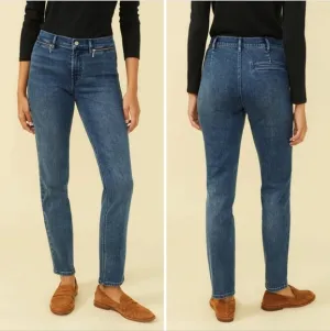 J. McLaughlin Yara Medium Indigo Blue Straight Tapered Leg Jeans
