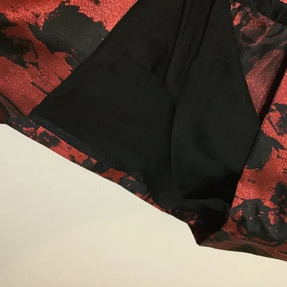 J. Peterman Red &amp; Black Brocade Holiday Dress