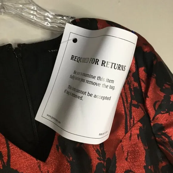 J. Peterman Red &amp; Black Brocade Holiday Dress