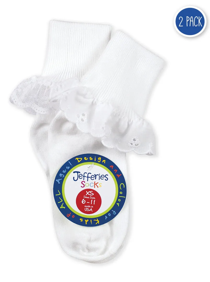 Jefferies Eyelet & Lace 2 Pack Sock Set