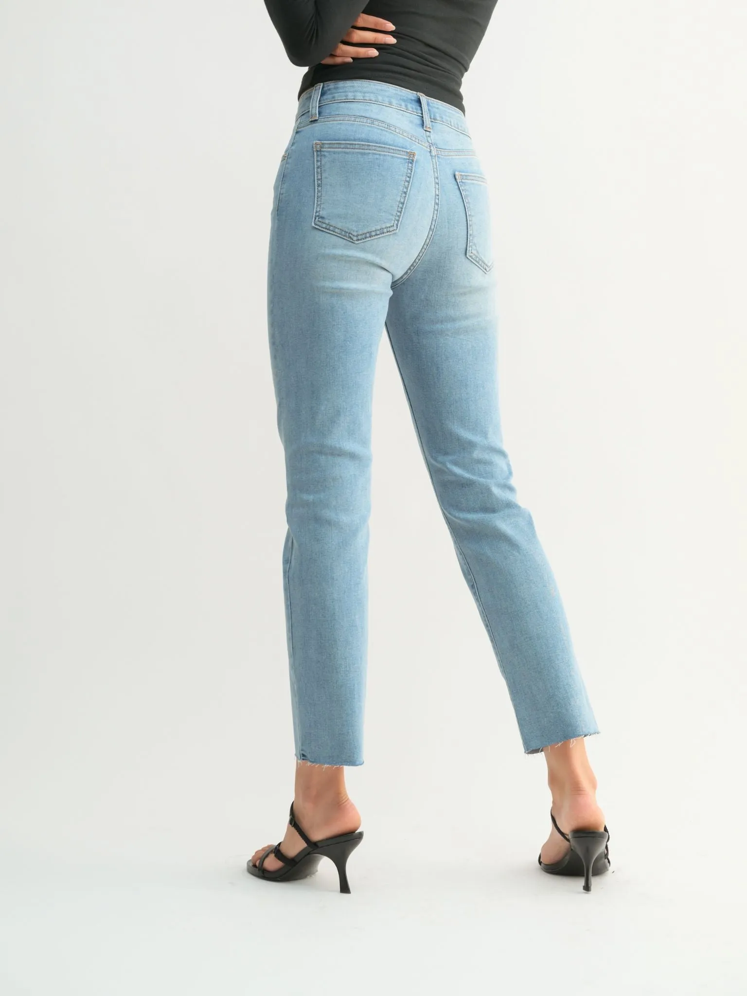Just Black Light Denim Slim Straight Ankle Scissor Cut
