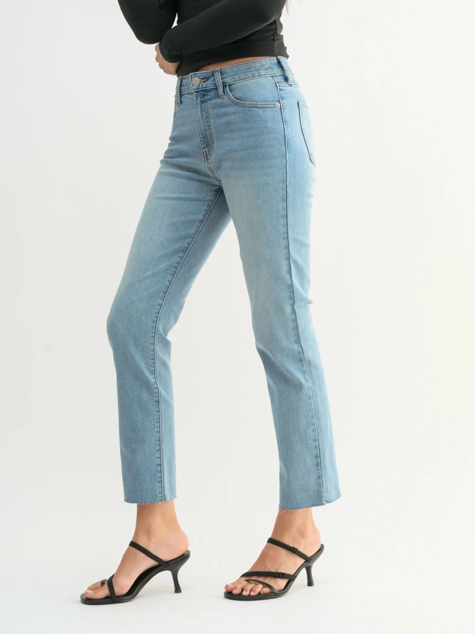 Just Black Light Denim Slim Straight Ankle Scissor Cut