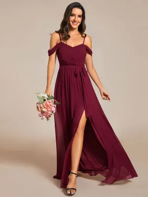 Kimba drop sleeve bridesmaid dress with a split