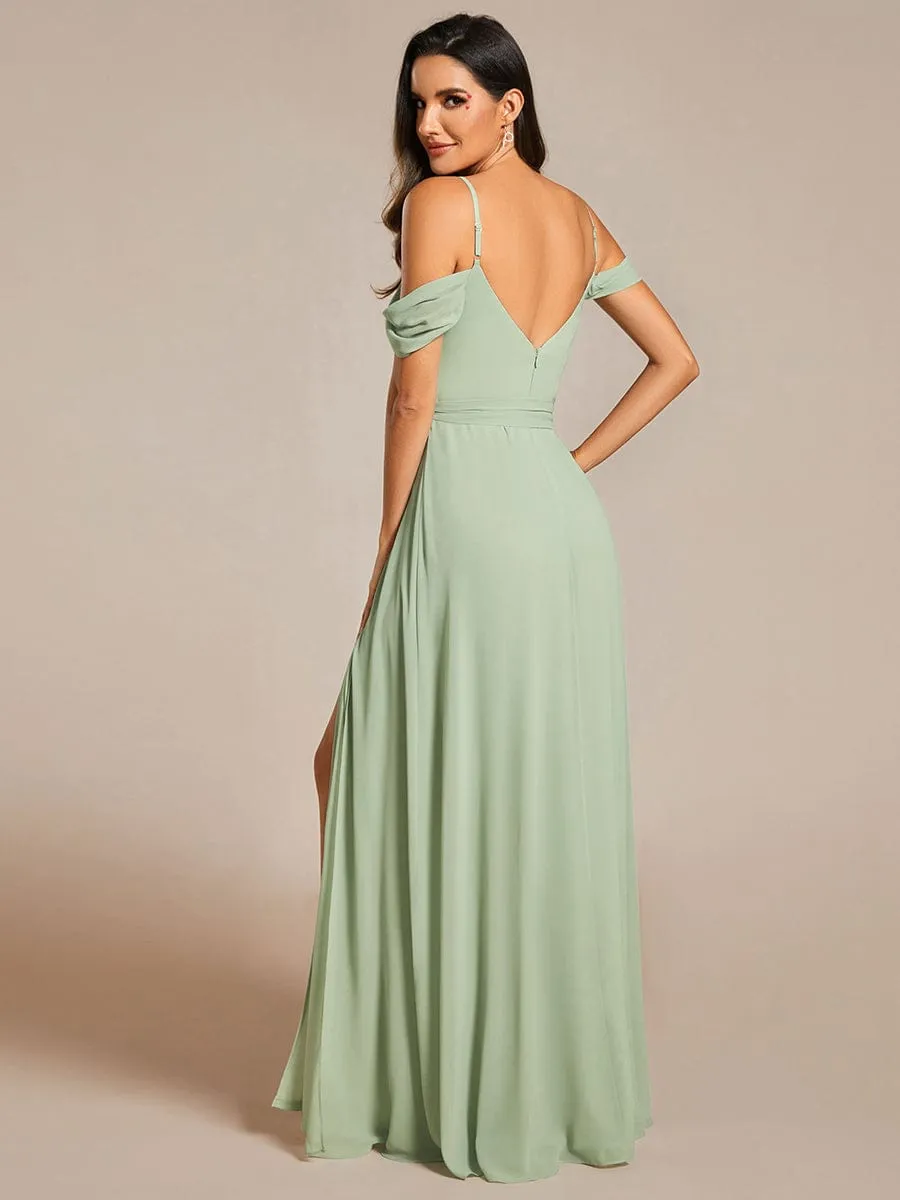 Kimba drop sleeve bridesmaid dress with a split
