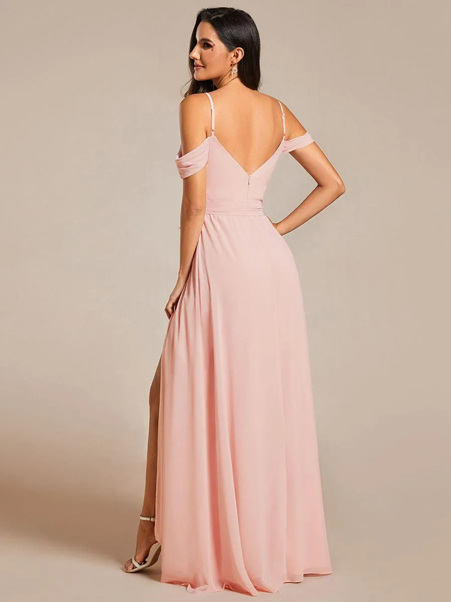 Kimba drop sleeve bridesmaid dress with a split