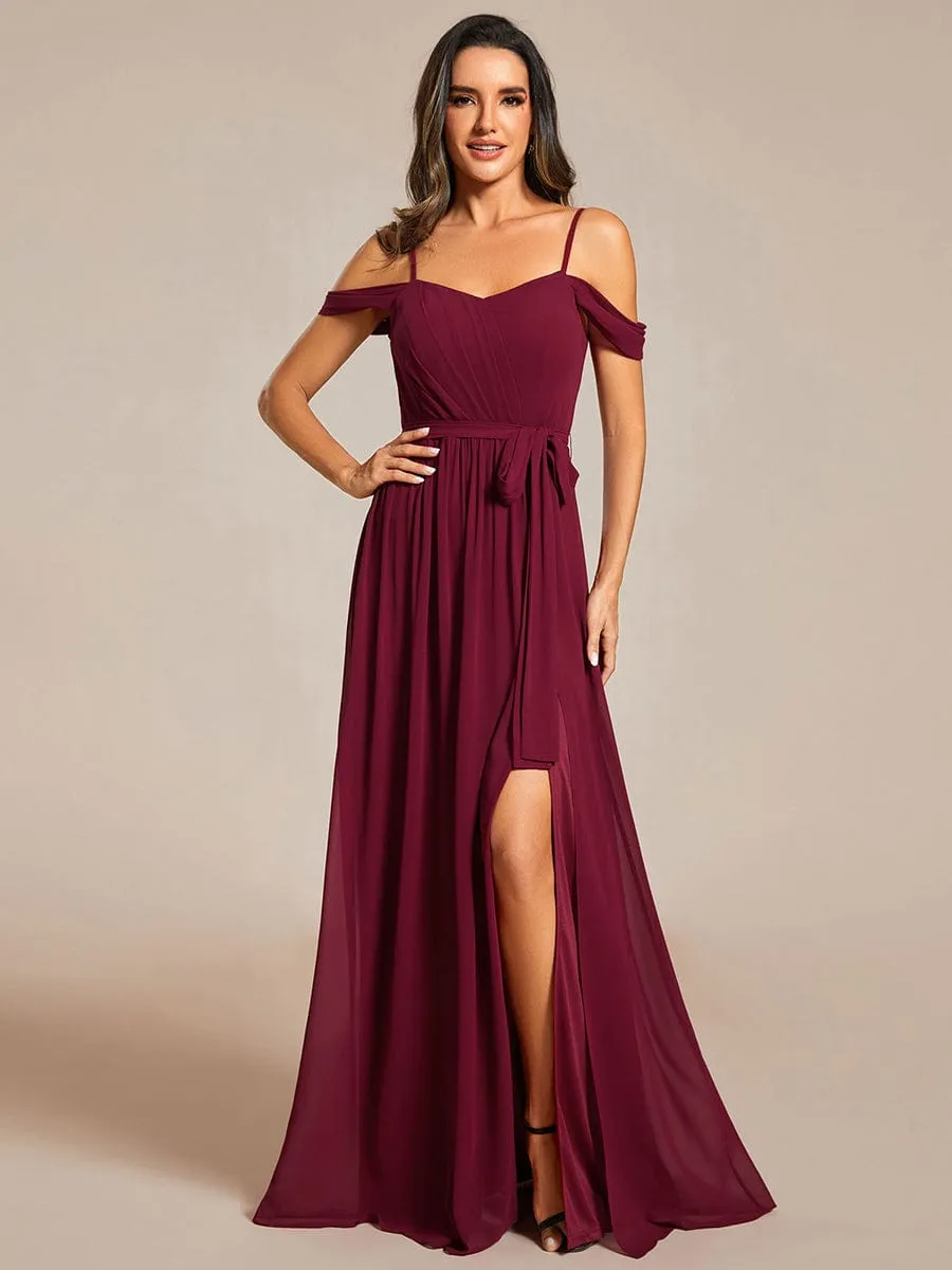 Kimba drop sleeve bridesmaid dress with a split