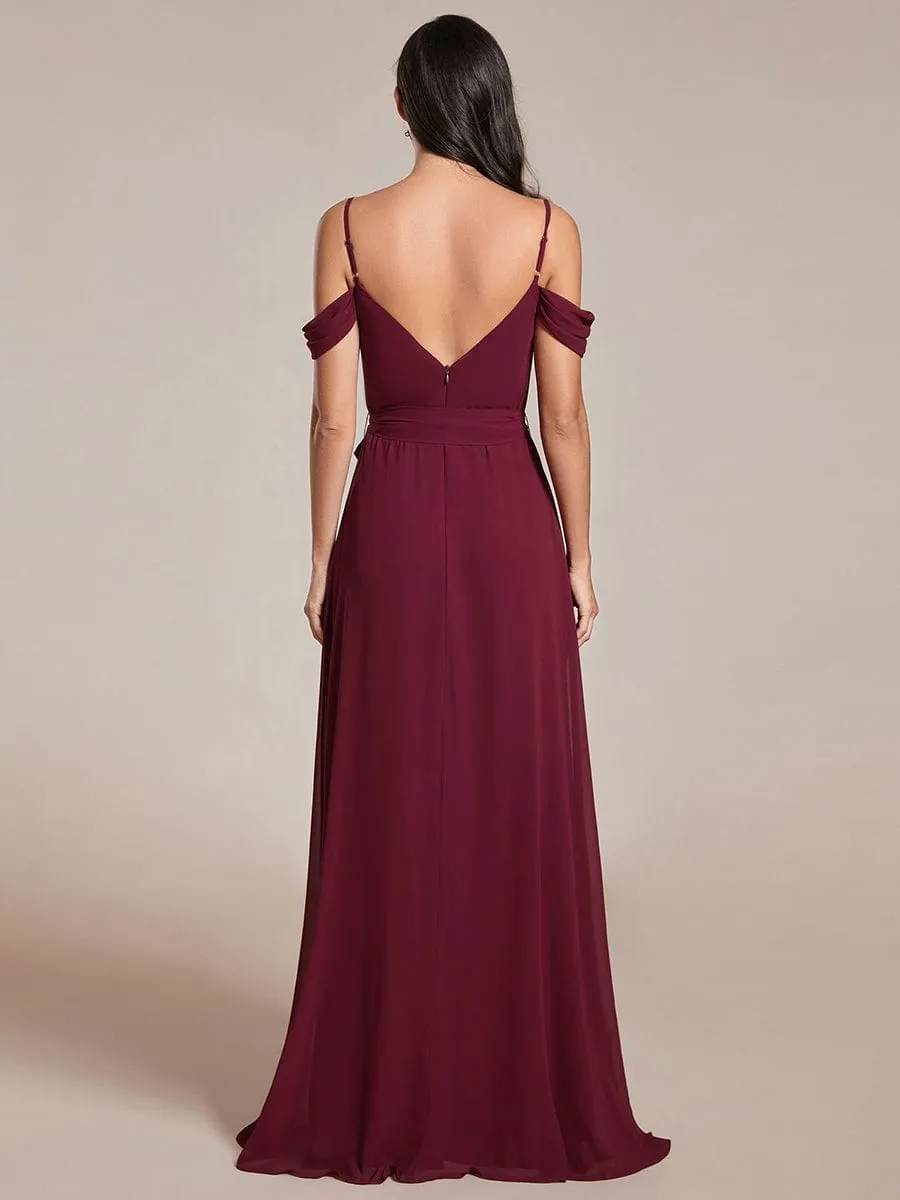Kimba drop sleeve bridesmaid dress with a split