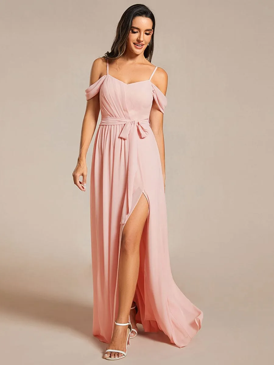 Kimba drop sleeve bridesmaid dress with a split