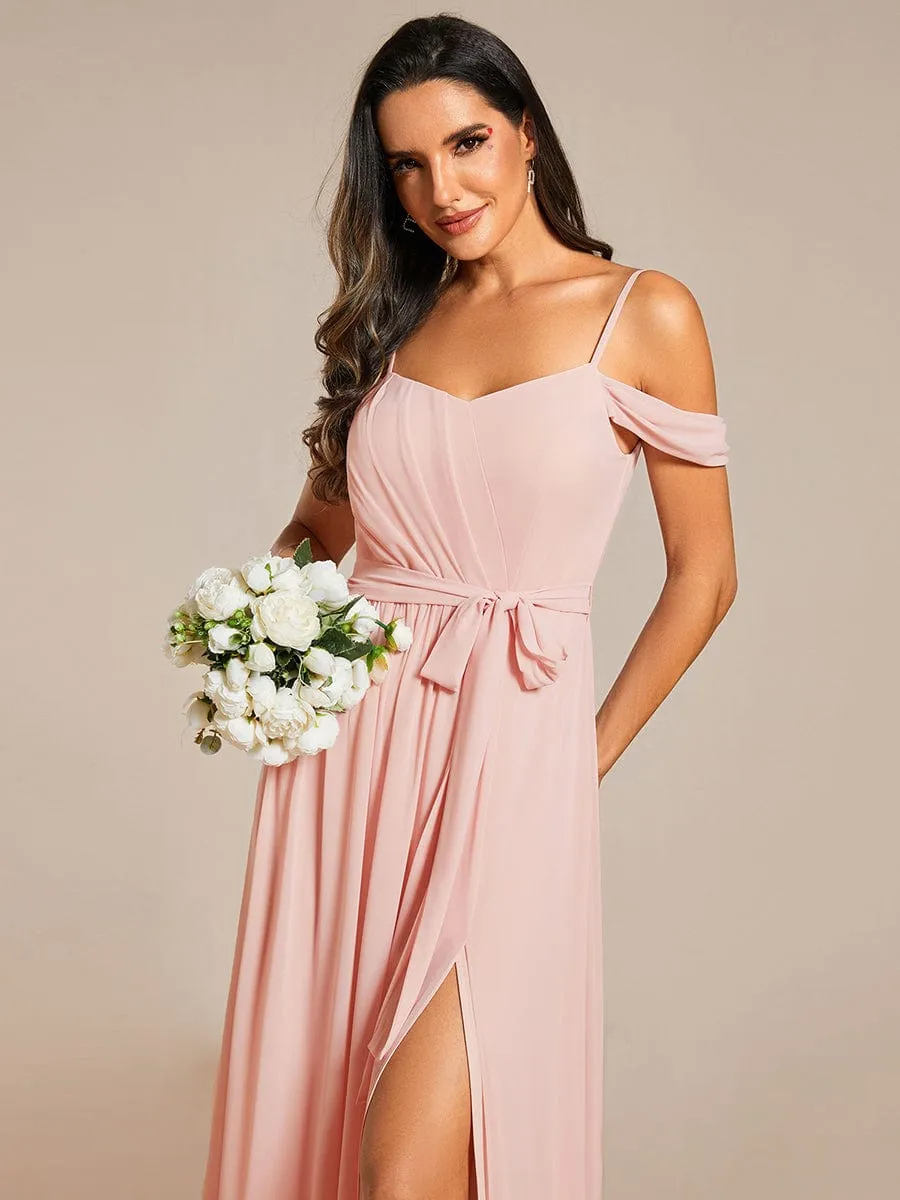 Kimba drop sleeve bridesmaid dress with a split
