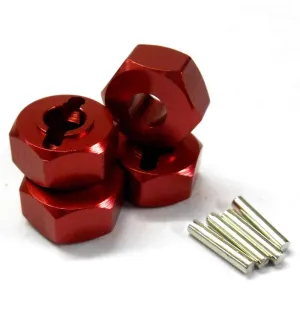 L9810 1/10 Scale Aluminium Alloy Pin Drive Wheel Hex Hub 12mm Red 6mm Wide x4