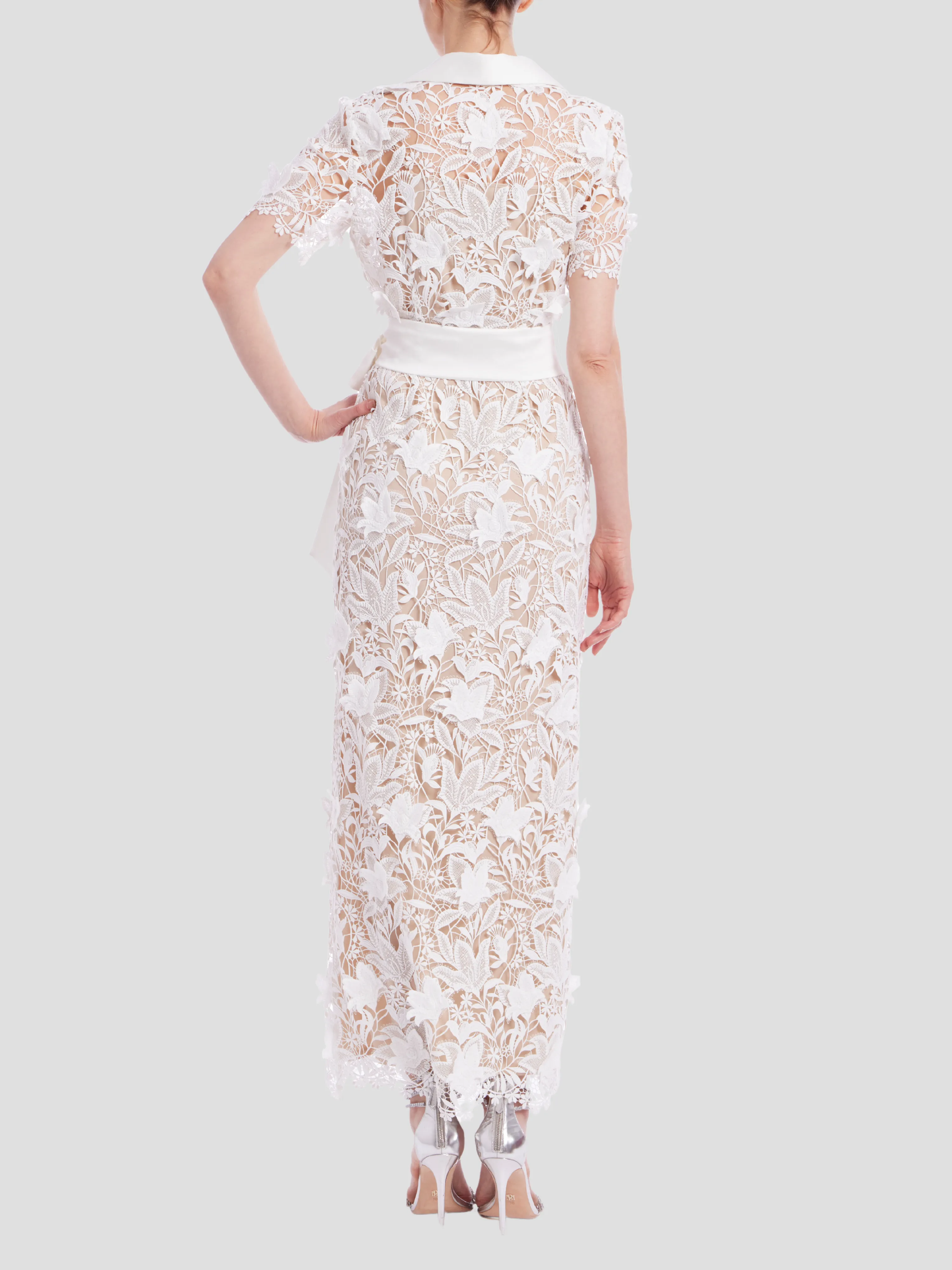 Lace Shirt Dress in White