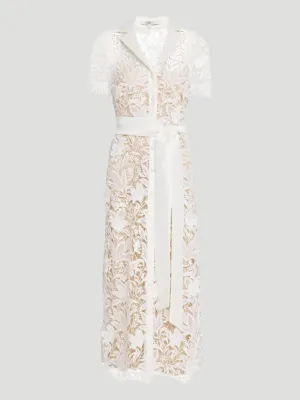 Lace Shirt Dress in White