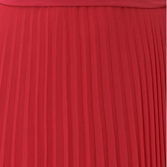 Lauren Ralph Lauren Pleated Georgette Dress Red Size 12 Perfect for Wedding