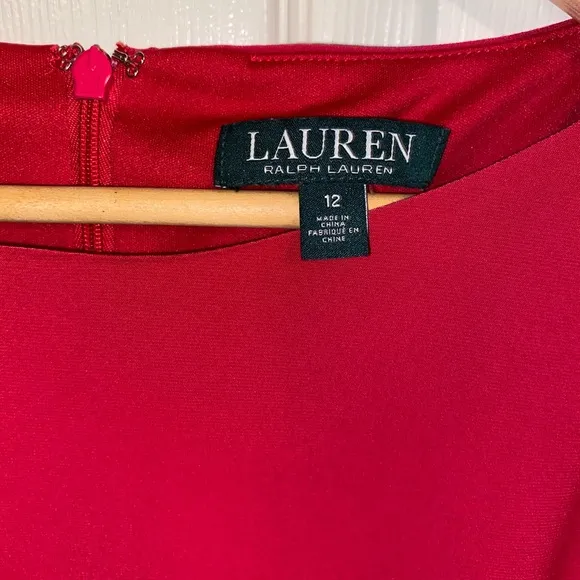 Lauren Ralph Lauren Pleated Georgette Dress Red Size 12 Perfect for Wedding