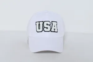 LCAP3442 - USA WHITE CHENILLE PATCH BASEBALL CAP