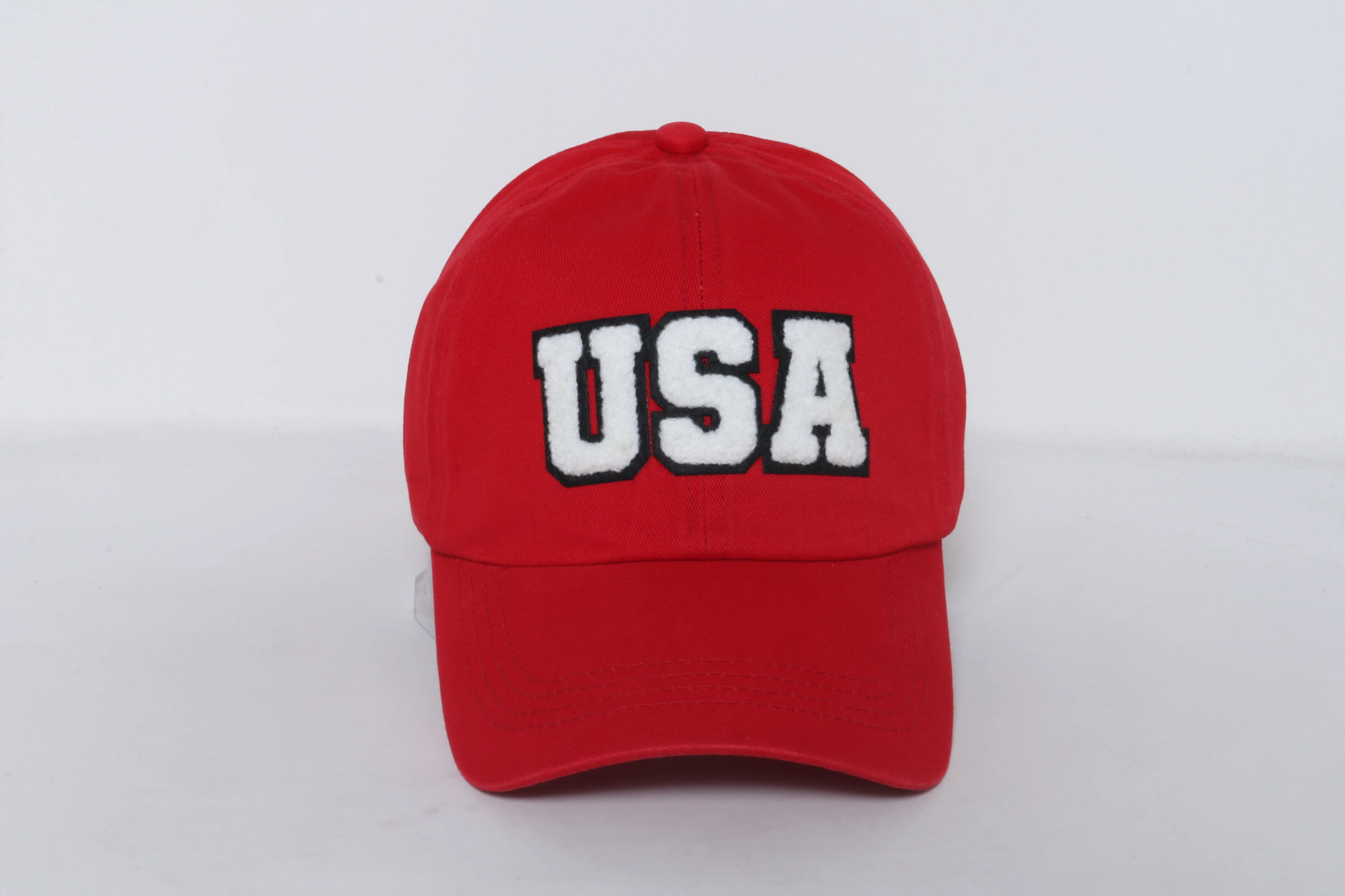 LCAP3442 - USA WHITE CHENILLE PATCH BASEBALL CAP