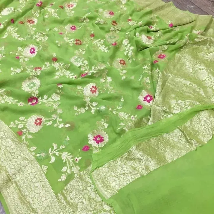Light Green Jaal Banarasi Elegant Saree