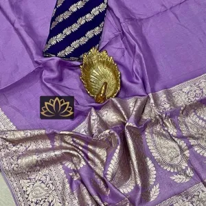 Lilac Purple Banarasi Soft Silk Semi Georgette Saree