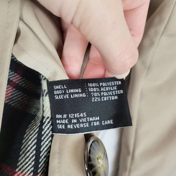 London Fog Tan Single Breasted Tie Waist Belt Hooded Trench Coat