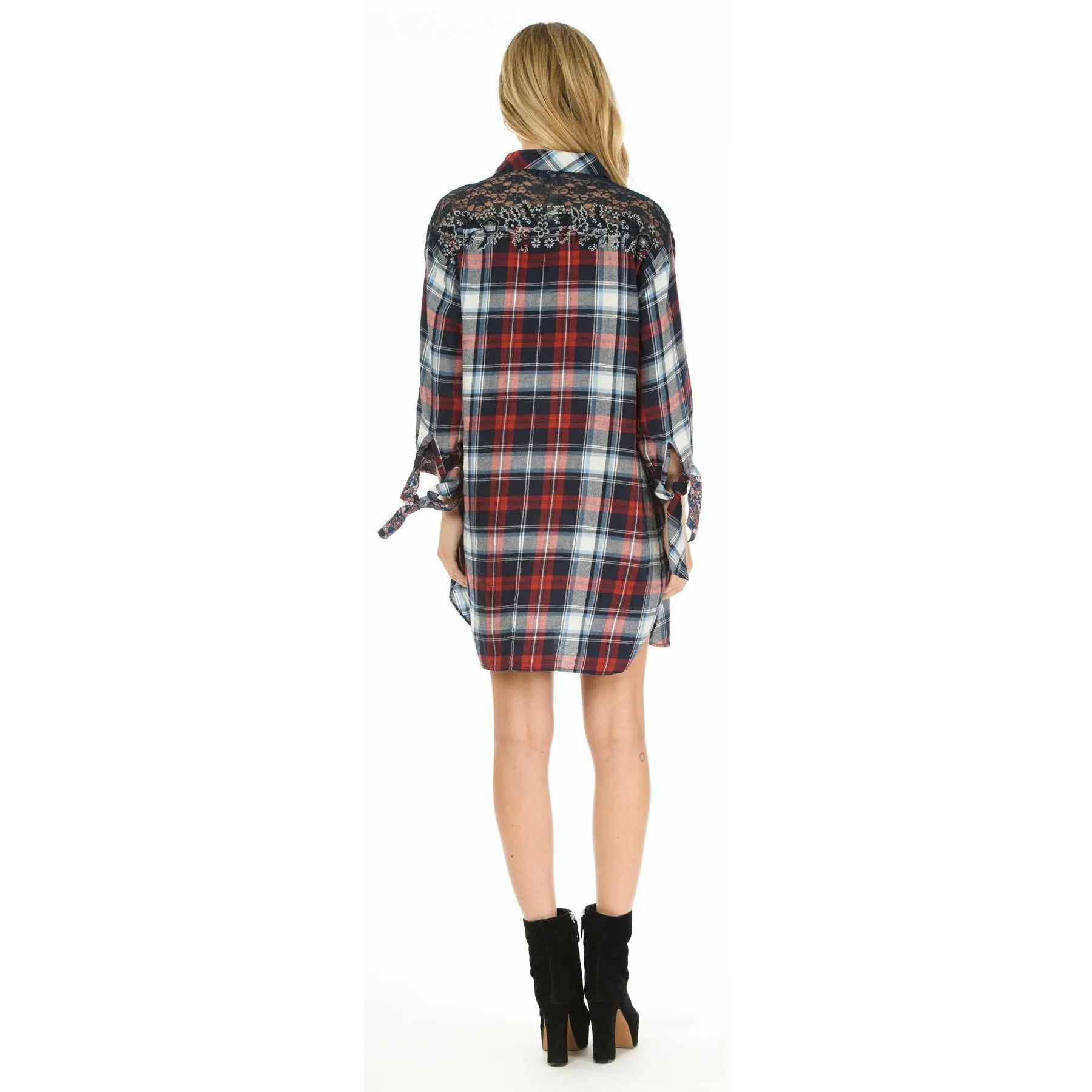 Lorrie Red Navy Plaid Dress