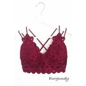Lovely In Lace Bralette-Burgundy