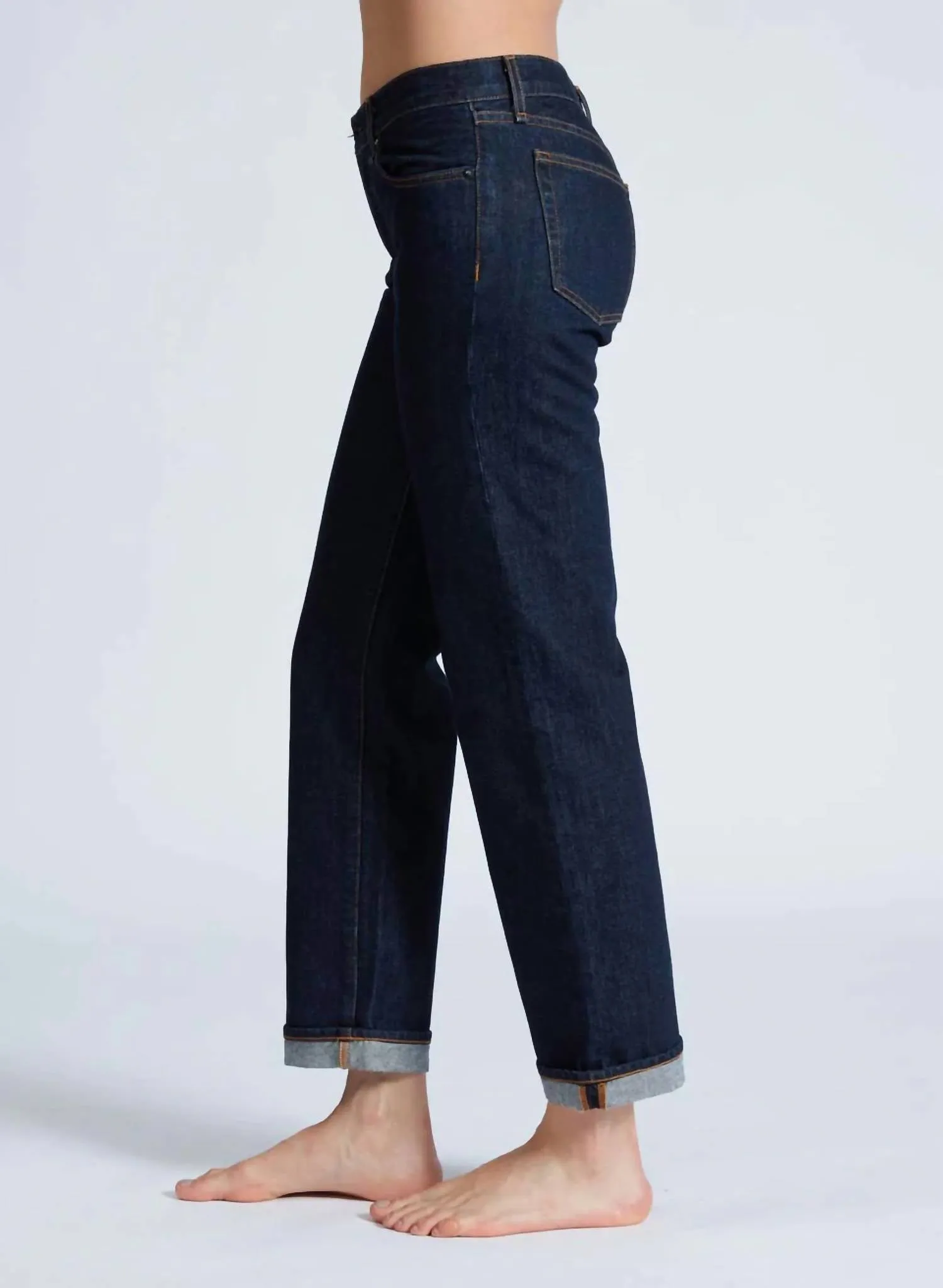 Low Rise Straight Leg Jeans In Baby Cuff