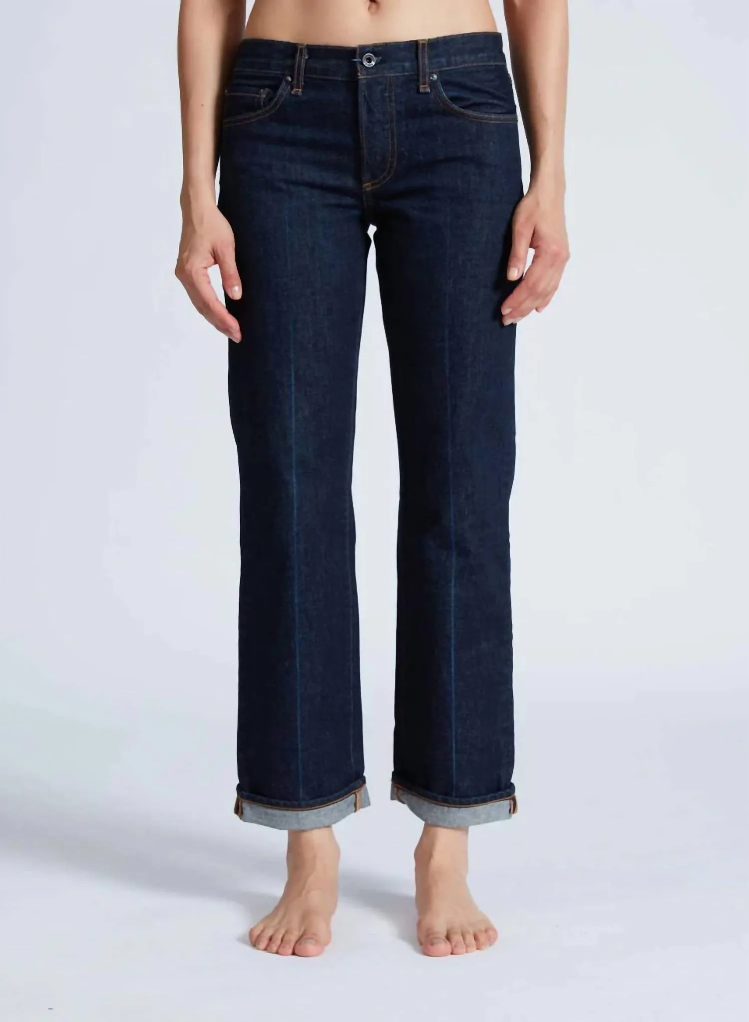 Low Rise Straight Leg Jeans In Baby Cuff