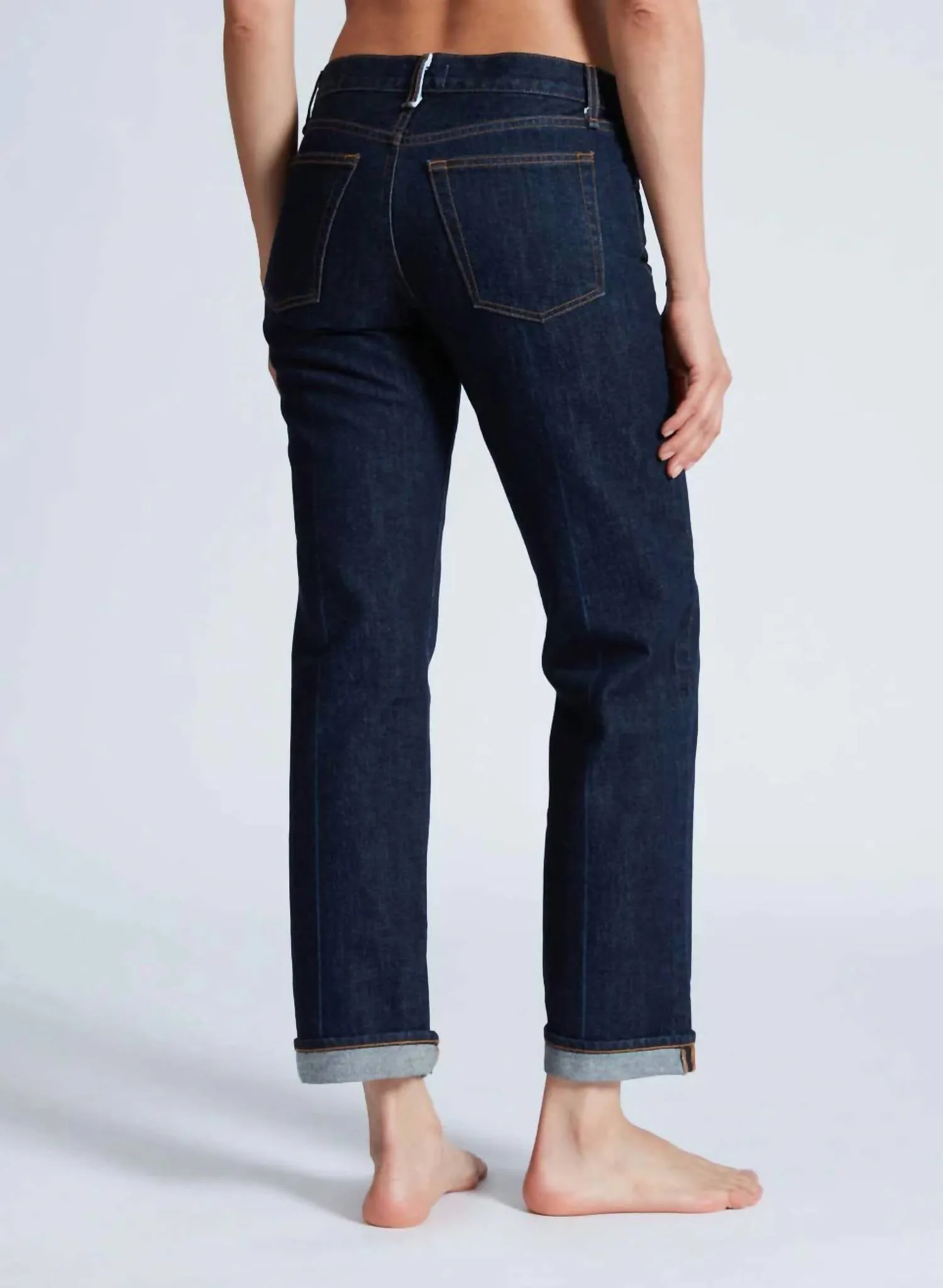 Low Rise Straight Leg Jeans In Baby Cuff