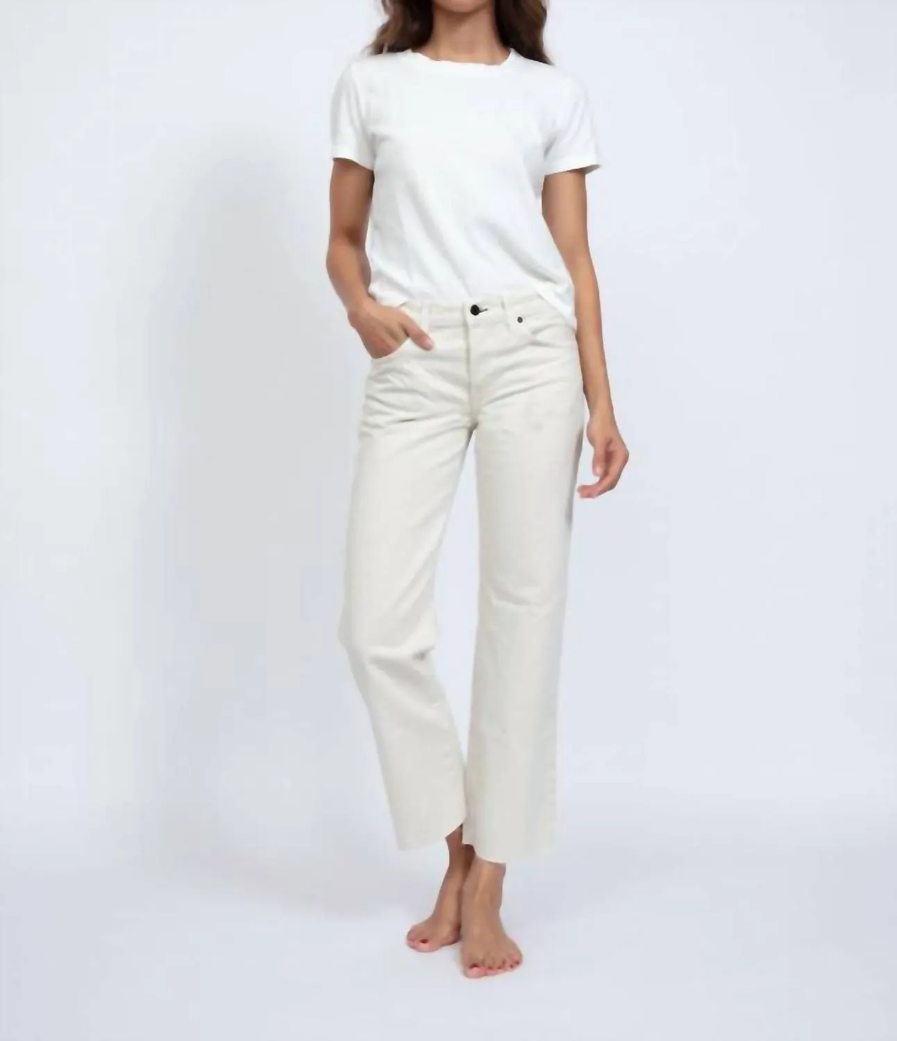 Low Rise Straight Leg Jeans In Sand