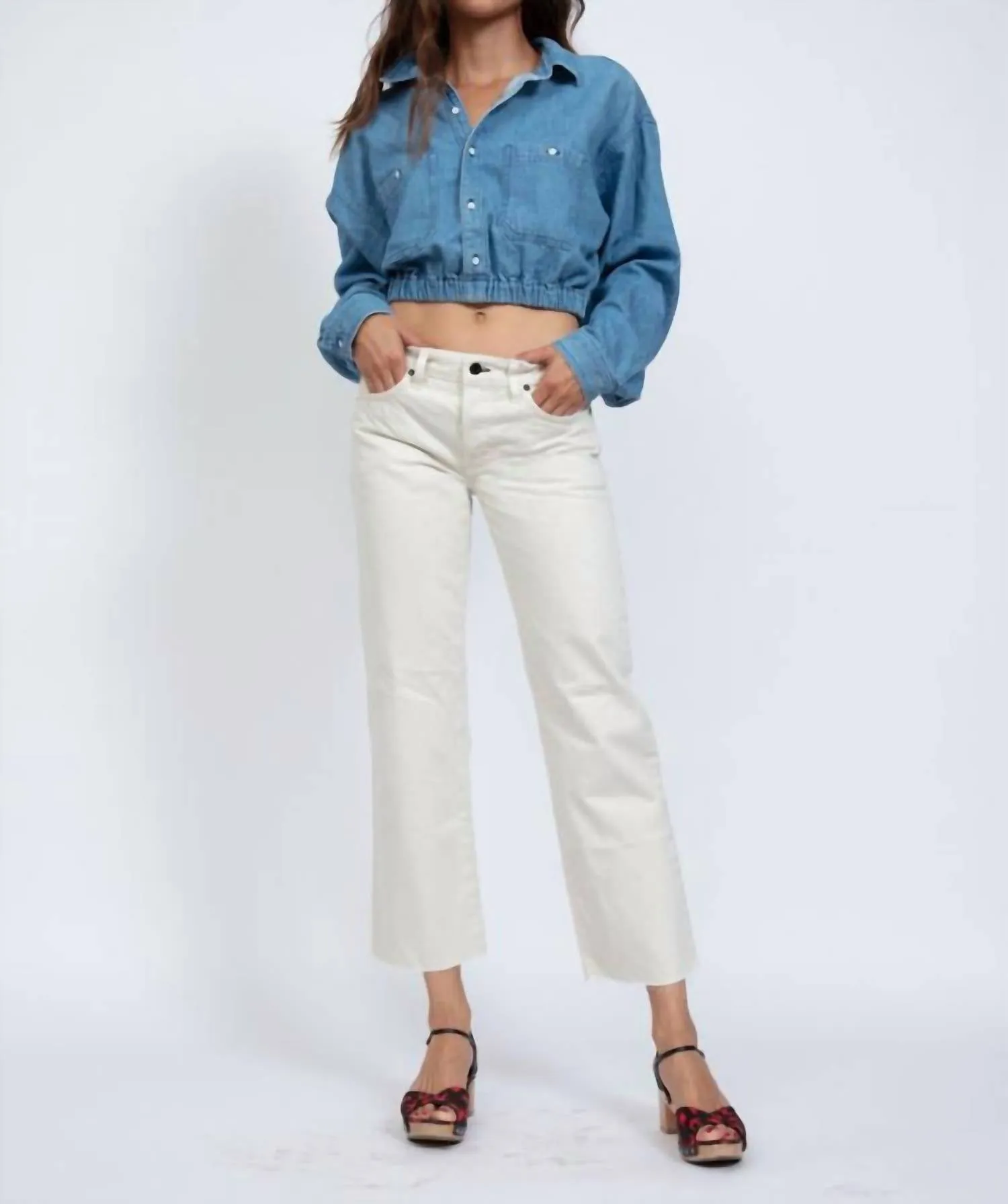 Low Rise Straight Leg Jeans In Sand