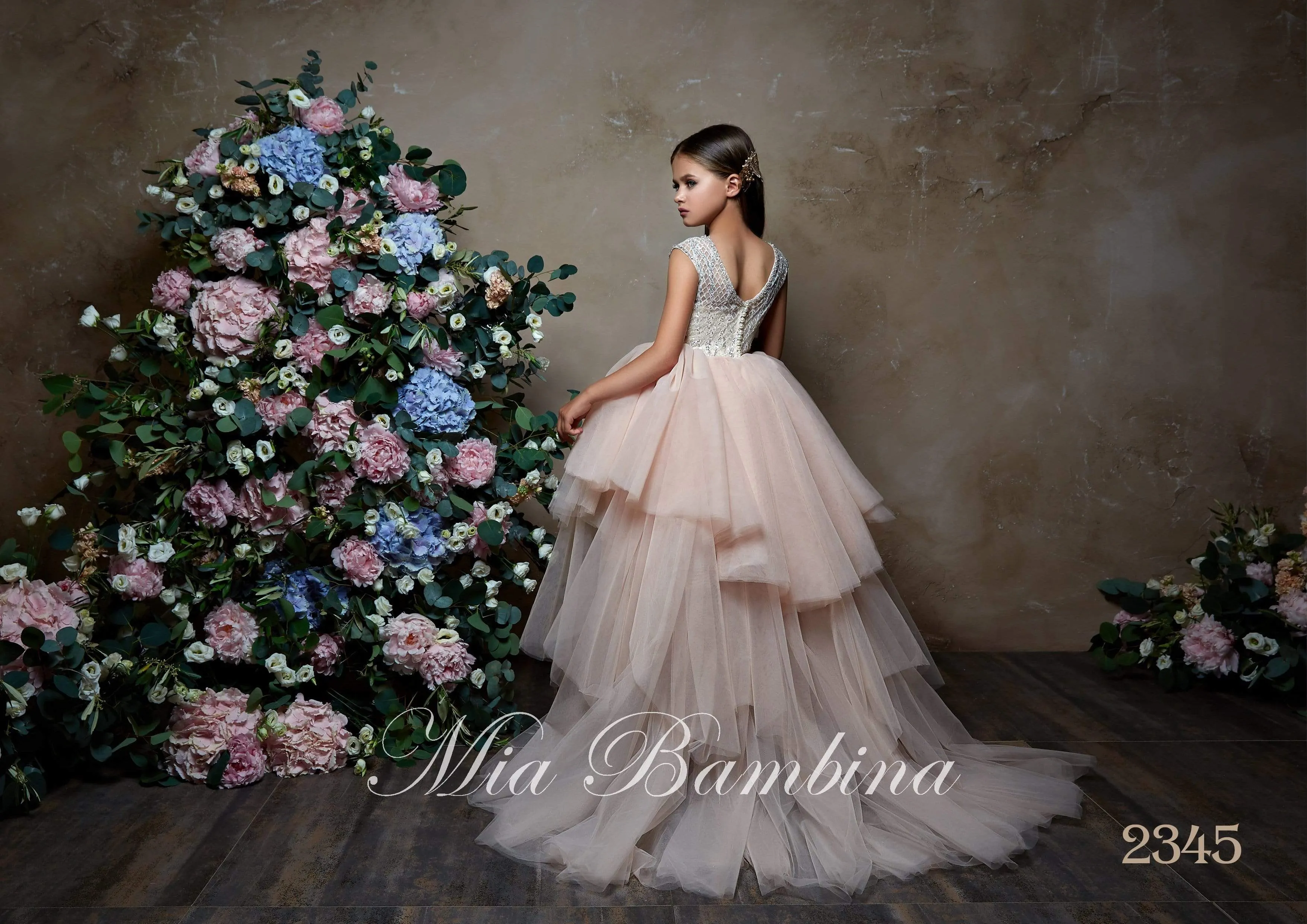 Luxury Sleeveless Multi-Tiered Ruffled Tulle High Low Dress for Girls