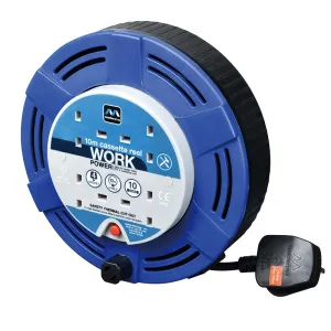 Masterplug MCT1010/4BL 4 Socket 10m 10A Medium Cassette Reel - Blue