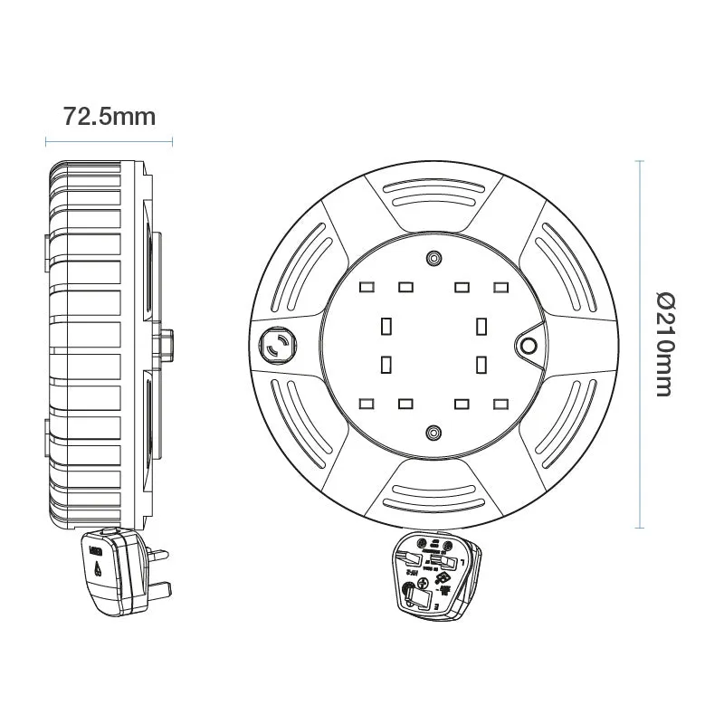 Masterplug MCT1010/4BL 4 Socket 10m 10A Medium Cassette Reel - Blue