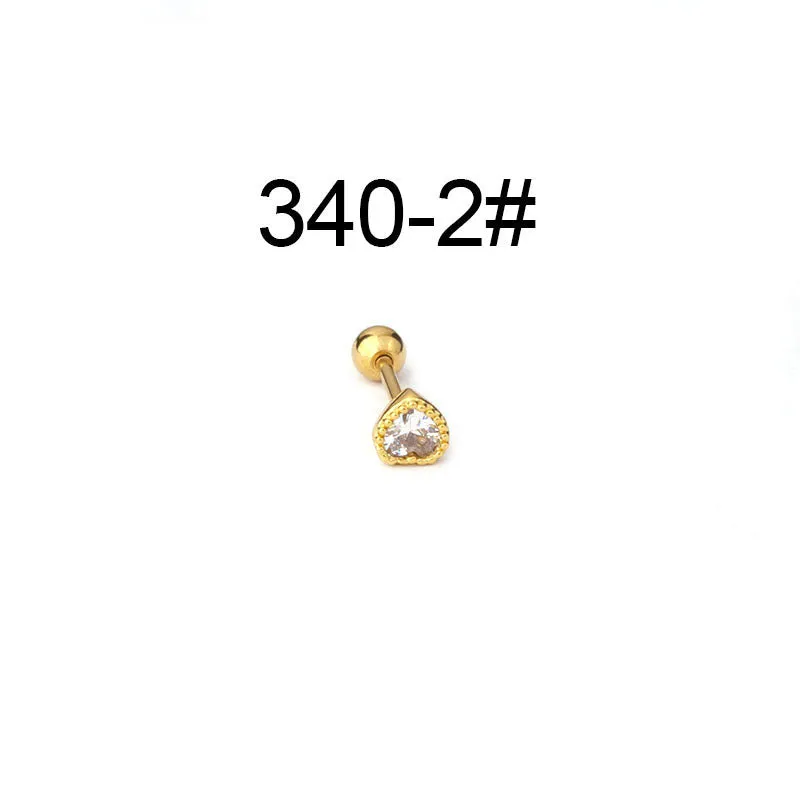 Mini Colored Loving Heart Zircon Fine Rod Stud Earrings