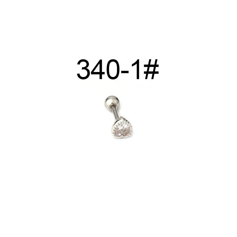 Mini Colored Loving Heart Zircon Fine Rod Stud Earrings