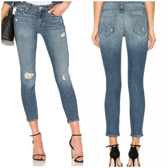 Mother The Looker Crop Distressed Jeans in Gypsy