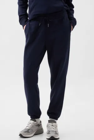 Navy Blue Solid Color Drawstring Waist Pocketed Jogger Pants